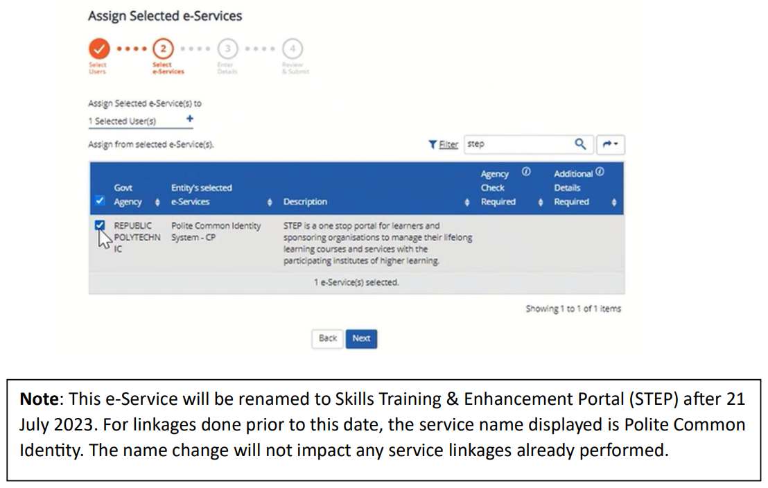 Search and select STEP to assign.