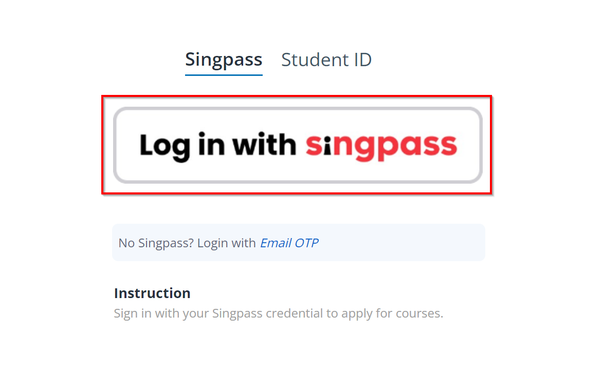 Click Log in with Singpass. 