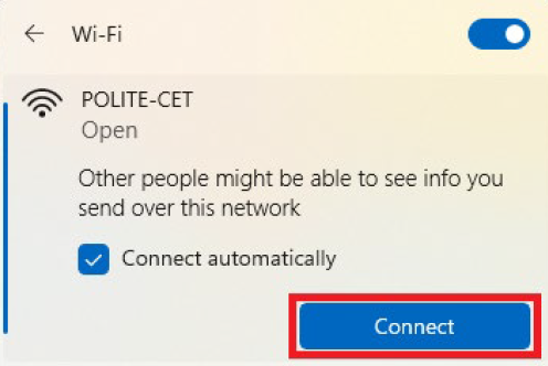 Connect to POLITE-CET.