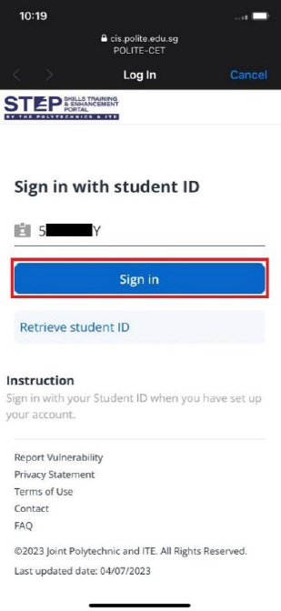 Enter your student ID.