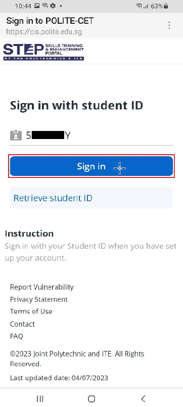 Enter your student ID.