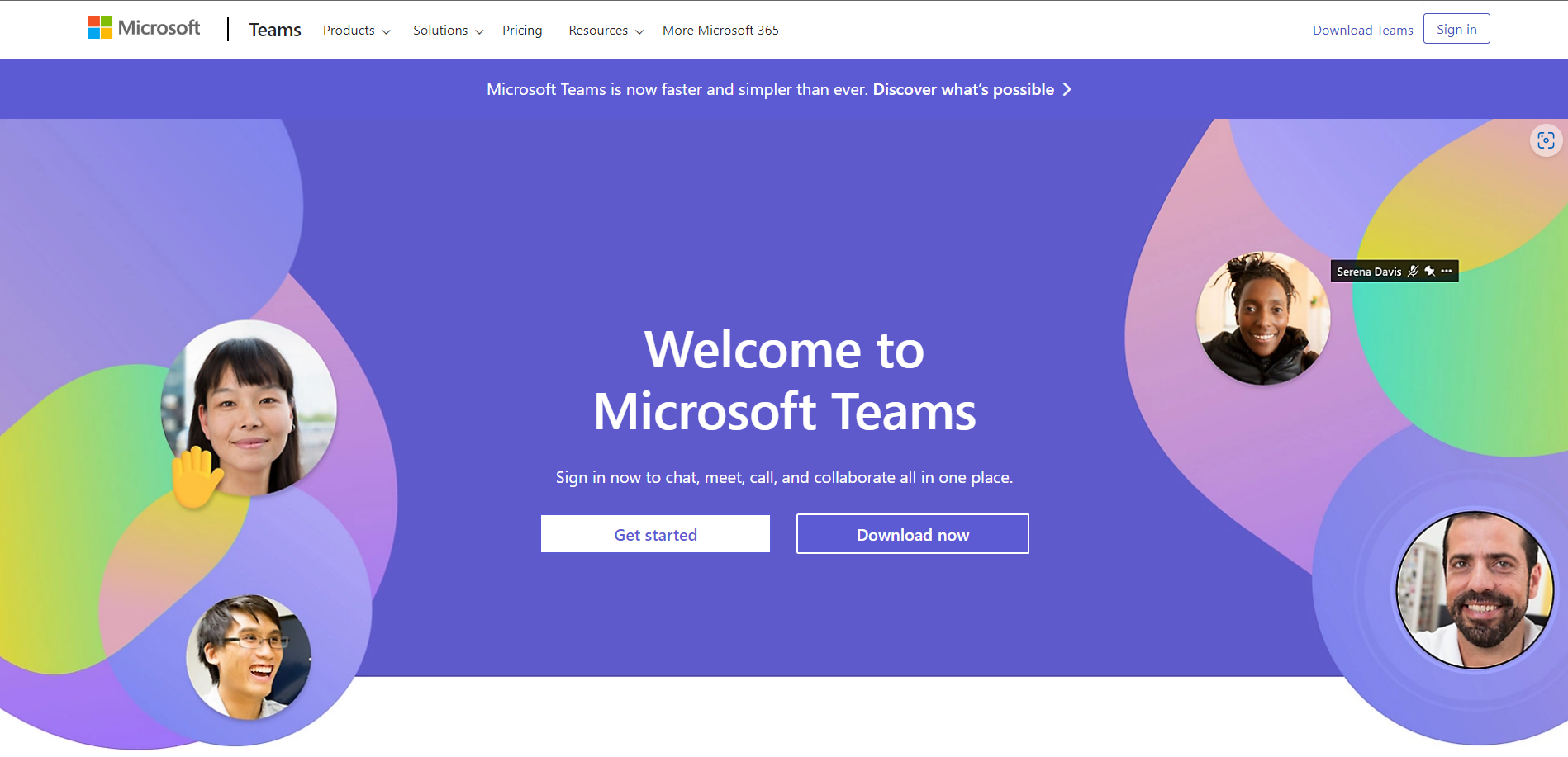 Microsoft Teams webpage.